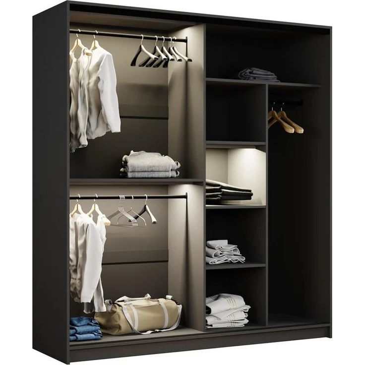 Compleo Schwebetürenschrank modern, Elegant Garderobe, Getöntes Glas LED-Beleuchtung – Bild 3
