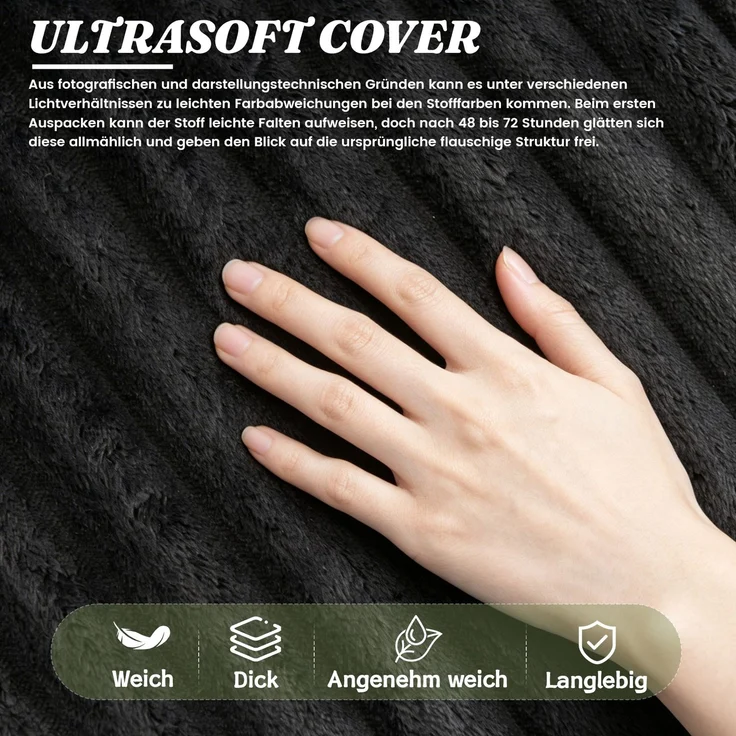 Sitzsack für Erwachsene, flauschiger Loungesessel Cord, vakuumverpackt und montagefrei, für Wohnzimmer, Schlafzimmer, Balkon(Dunkelgrau)--Dunkelgrau--116x110x61cm--YOUDENOVA – Bild 8