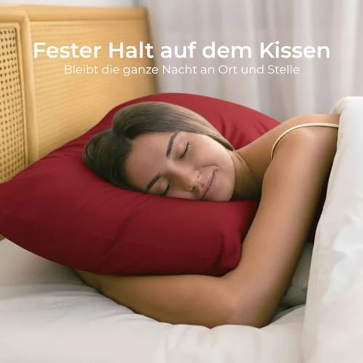 Kissenbezug 40x70 Renforcé Baumwolle (2er-Set) - Burgunderrot - Dicht gewebt mit 57 Fäden/cm² - Kissenbezug 40x70 - Oeko Tex Zertifiziert - Dreamzie – Bild 8