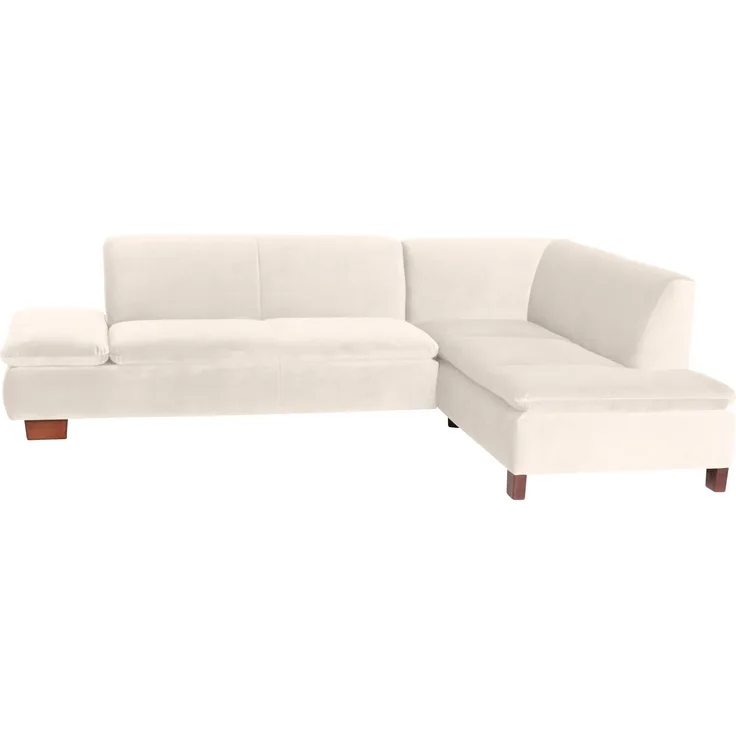 Ecksofa mit Ottomane rechts Kaye Bezug Samtvelours Buche nussbaum dunkel / creme 23076