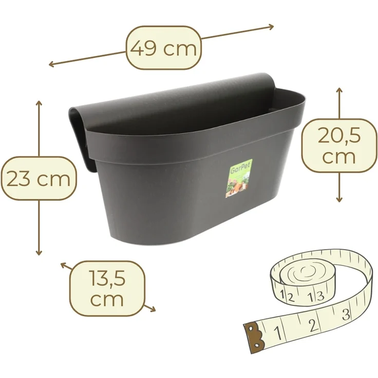 GarPet Balkonkasten 2x Geländerkasten Balkon mit Wasserspeicher Blumen Topf Kasten – Bild 2