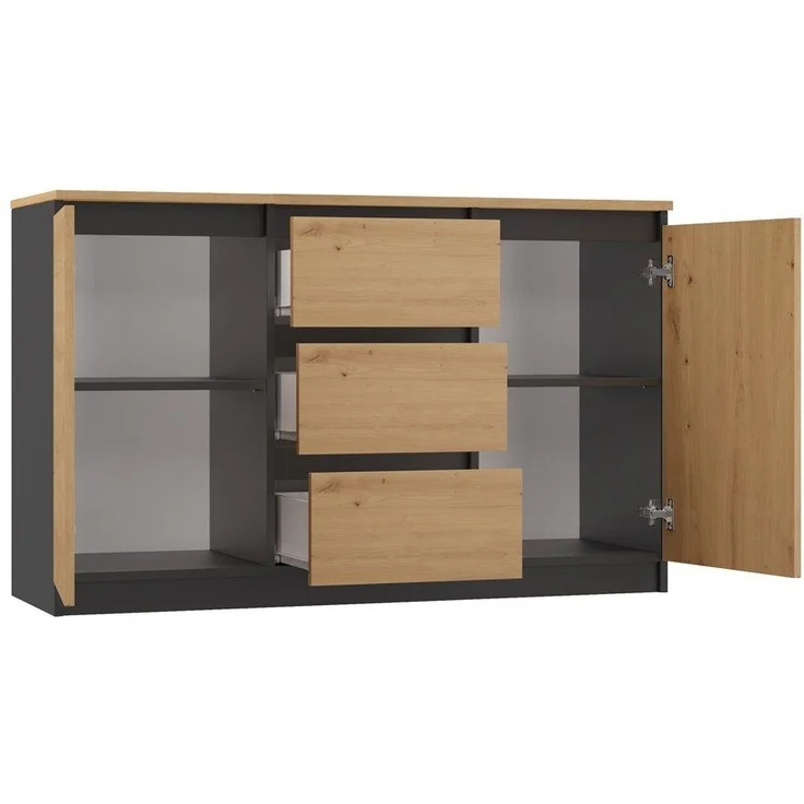ibonto ECKKOMMODE HANDWERKLICHE EICHE 40x120x75cm (H 75 x T 40 x B 120 cm) – Bild 2