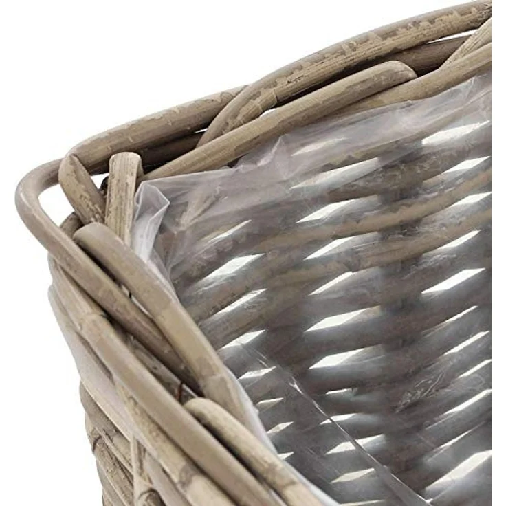 Pflanzkorb "Koboo Grey" aus Rattan, quadratisch, grau, groß, Blumentopf, Pflanzkübel, Pflanztopf für Draußen, Blumenkübel – Bild 3