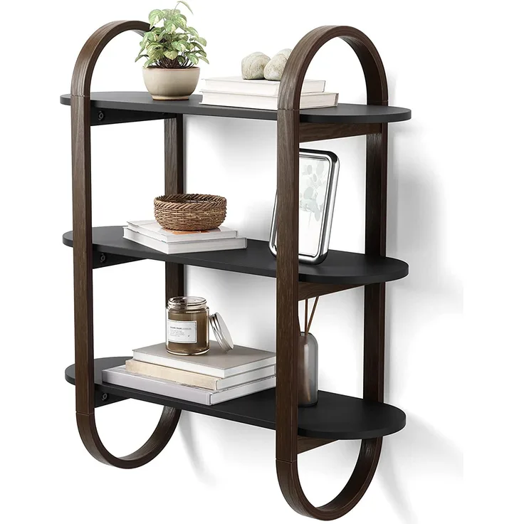 1016859-048 - BELLWOOD Wandregal, schwarz/walnuss