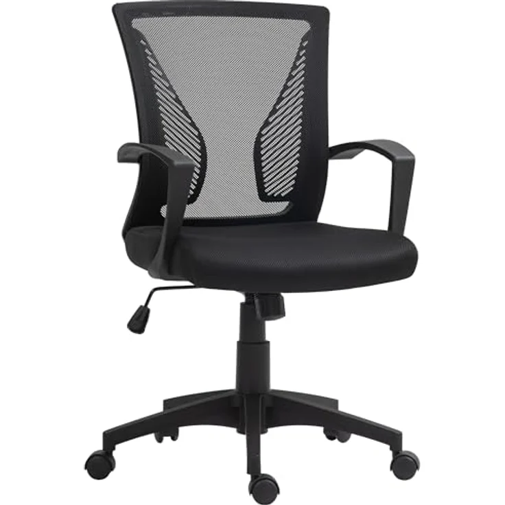 HOMCOM Ergonomischer Bürostuhl, Schwarz, Drehstuhl mit verstellbarer Rückenlehne und atmungsaktivem Netzrücken, 62x102x60 cm – Bild 1