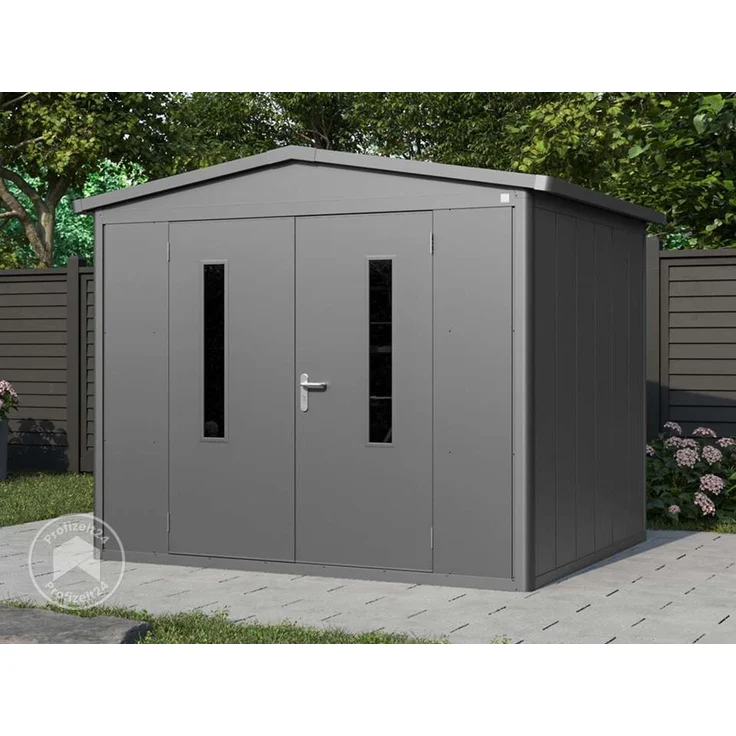 GFP Primeyard Gerätehaus Metall Gartenhaus 263x228x231 cm Geräteschuppen Satteldach anthrazit – Bild 1