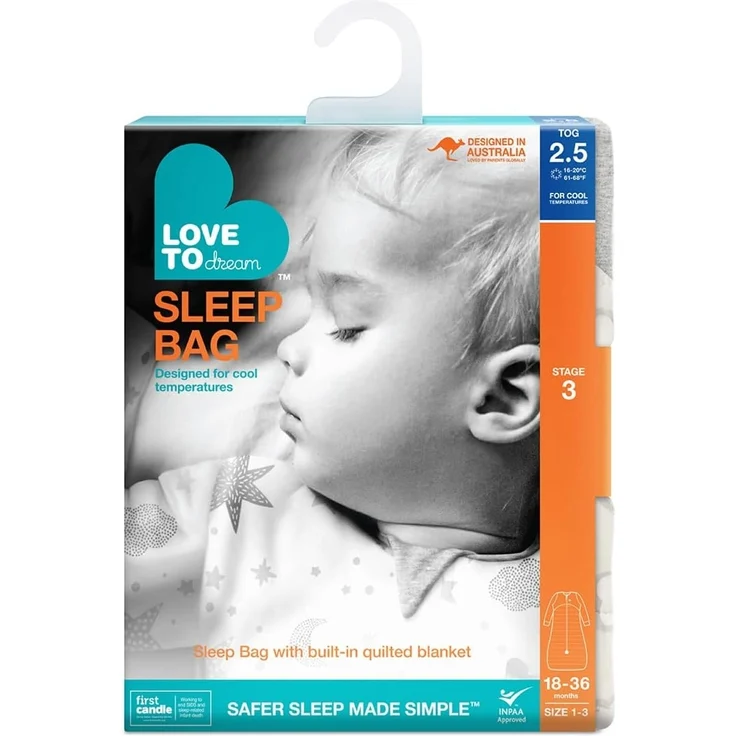 Love To Dream Schlafsack warm, 18–36 Monate, Südpolgrau, 2,5 Tog für kühl (16–20 °C), Lange Ärmel und integrierte Steppdecke, maschinenwaschbare Baumwolle, 2 Reißverschlüsse, Von Hebammen empfohlen – Bild 6