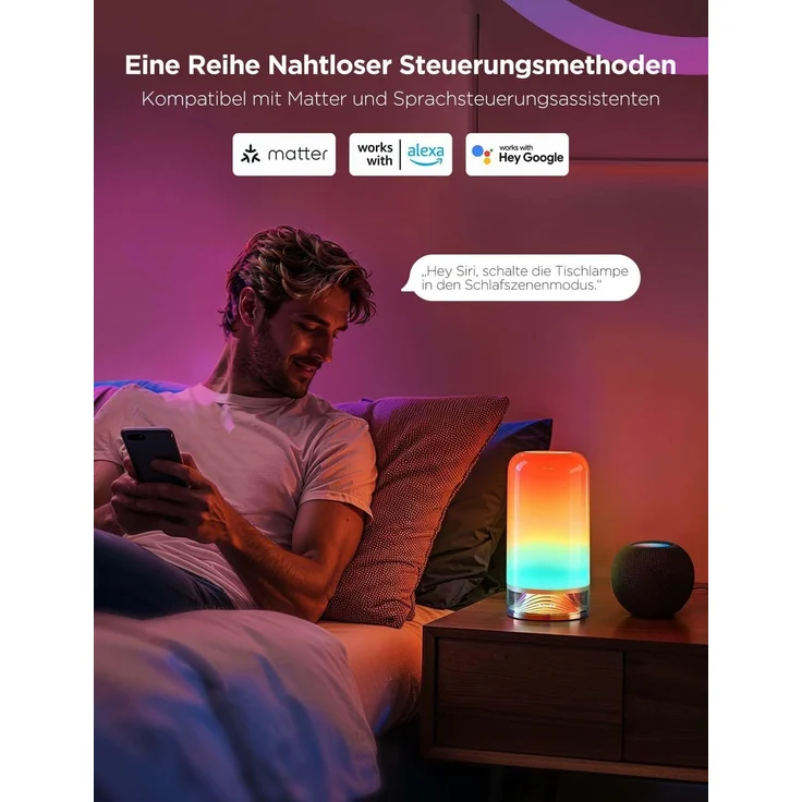 Govee Nachttischlampe Touch Dimmbar, LED Tischlampe RGBICWW, Steuerung von Alexa mit 64 Szenenmodi, 500 Lumen, Funktioniert mit Matter, 2700-6500k, für Wohnzimmer und Schlafzimmer – Bild 4