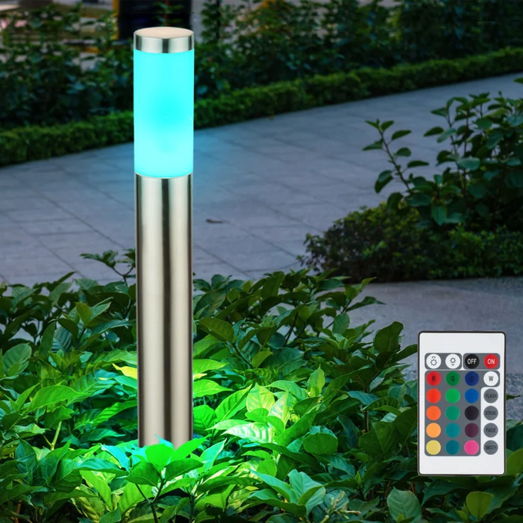 RGB LED Außen Säulen Stehlampe, Edelstahl, IP44, H 110 cm – Bild 2