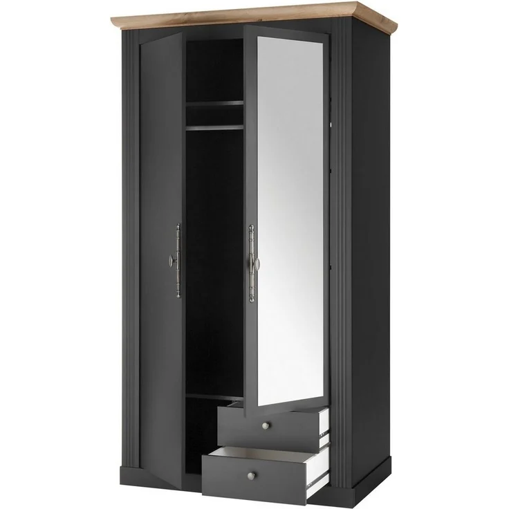 Home affaire Kleiderschrank WESTMINSTER Wäscheschrank in 2 Farben, Landhausschrank Metallgriffe Drehtürenschrank mit Spiegel, Schlafzimmerschrank, 109 cm breit – Bild 3