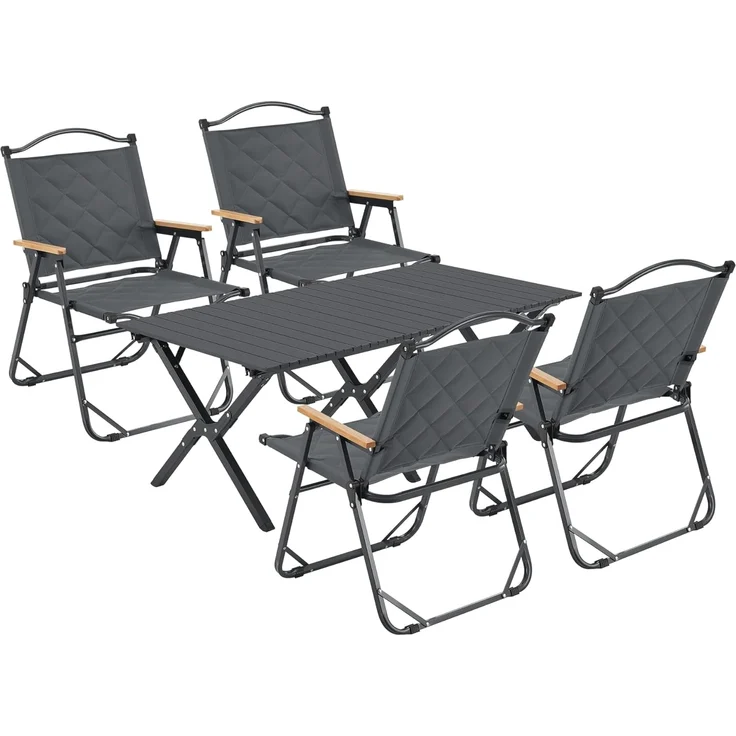 Campingmöbel-Set Botrugno 5-tlg. Textilgewebe Grau [casa. pro] – Bild 2
