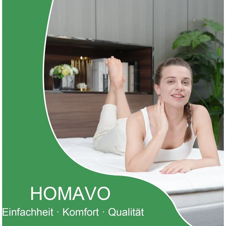 HOMAVO Taschenfederkernmatratze, 7 Zonen Taschenfederkern + Memory-Schaum, weiß, 160x200 cm, Härtegrad H3/H4 28 cm hoch, Integrierter Topper – Bild 3