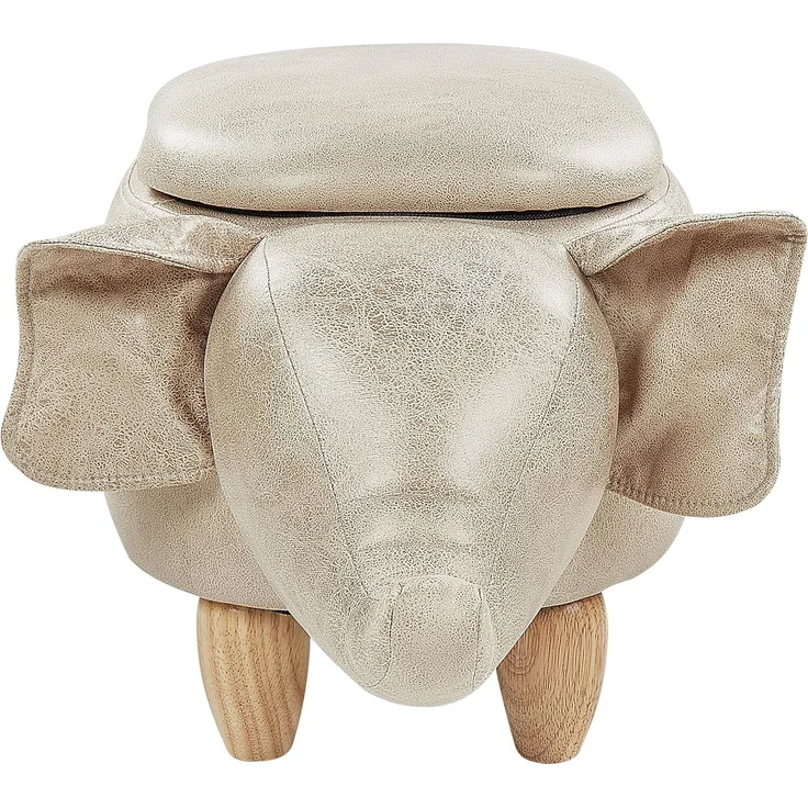 Beliani 'Elephant' Hocker, Kunstleder taupe, 70 x 35 x 32 cm – Bild 4