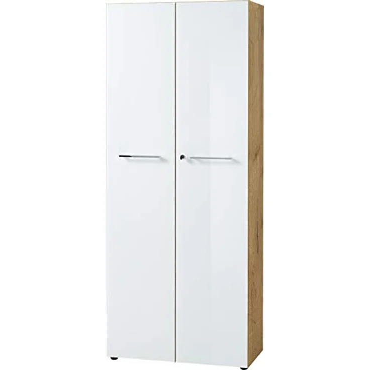 Germania Aktenschrank 4204-242 GW-Monteria, in Navarra-Eiche-Nb./Weiß, mit Glasauflage, 80 x 196 x 37 cm (BxHxT) – Bild 2