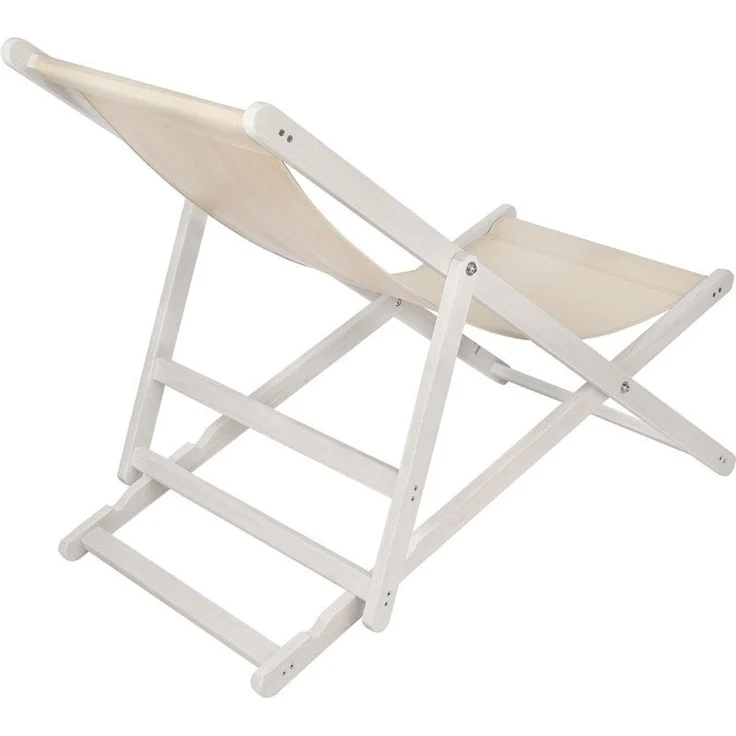 Liegestuhl Strandliege Weiß Gartenliege Klappbar Sonnenliege Strandstuhl Beige – Bild 2