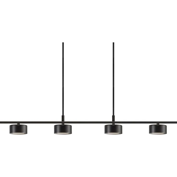 Nordlux Esszimmerleuchten Clyde Länge 115 Cm Schwarz 4-flammig Rund, Schwarz, Kunststoff, Metall, 2010813003