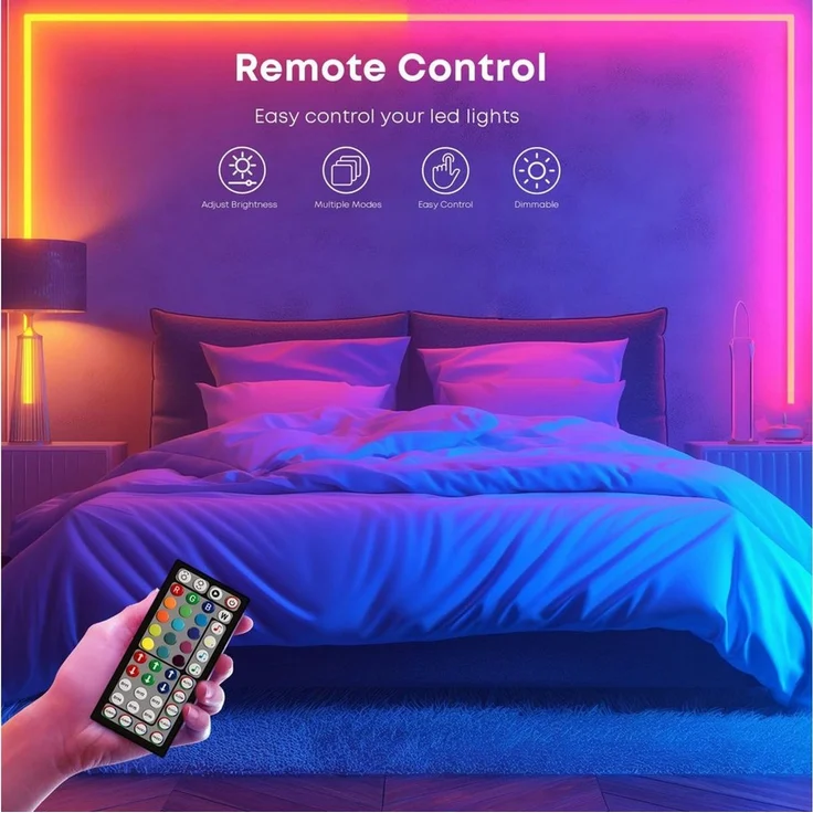 LQWELL LED-Streifen 10-30m LED Strip Licht-Band Leiste RGB einstellbar Fernbedienung App, 240-flammig, 10m Licht-Streifen 240 LEDs 36W Fernbedienung Wohnzimmer Party – Bild 3