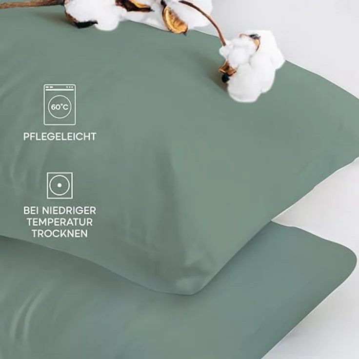 Twinzen® Kissenbezug 30x30 (2er-Set) - 100% Jersey Baumwolle 150 GSM Kissenbezüge - Grün - Für Kissenbezüge 30x30 cm - Kissenhülle - Kissenbezug mit Reißverschluss - Oeko-Tex Zertifiziert – Bild 6
