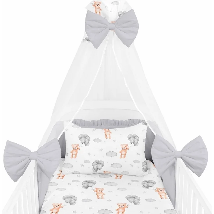 Amilian Babybettwäsche Set 7-teilig - Bettwäsche 100x135 - Kissenbezug 40x60 - mit Himmel, Chiffonhimmel, 7 teilig, Komplett-Set für Babybett, Gitterbett - Kinderbettwäsche – Bild 5