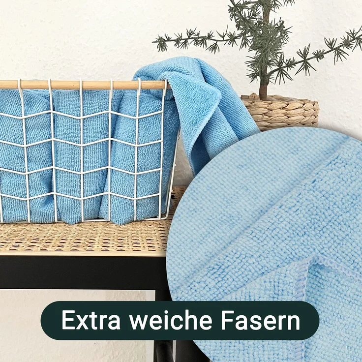 ZOLLNER 10er Set Mikrofasertücher für streifenfreien Glanz, saugstark, blau – Bild 5