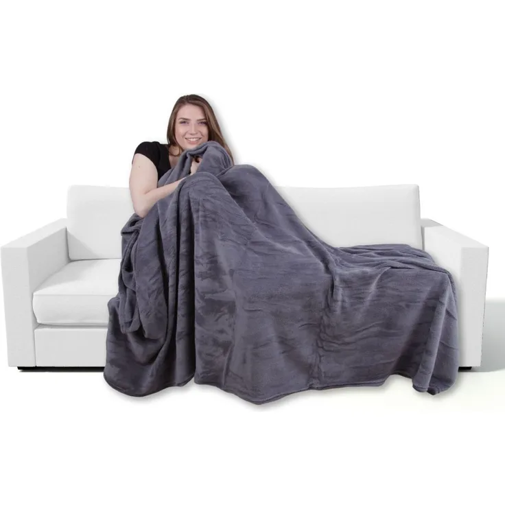 Kuscheldecke supersofte Tagesdecke vielseitig verwendbare Microfaser-Decke, flauschig und anschmiegsam in vielen verschiedenen modischen Farben erhältlich (anthrazit - dunkelgrau / 220x240 cm)