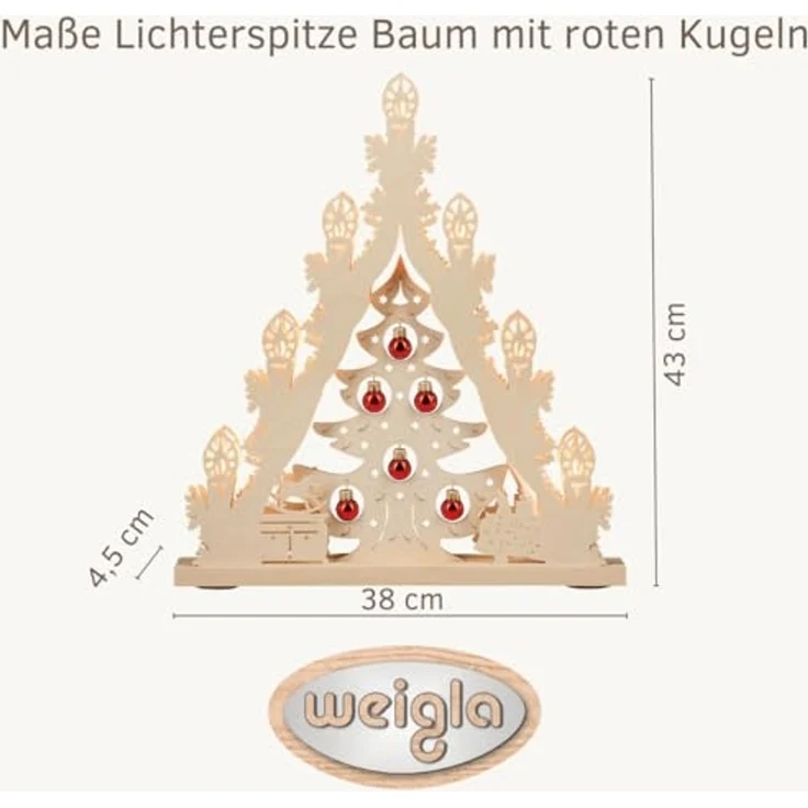 Weigla LED Lichterbogen Weihnachtsbaum mit Kugeln, Made in Germany (1-tlg), Lichterspitze, 7-flammig – Bild 2