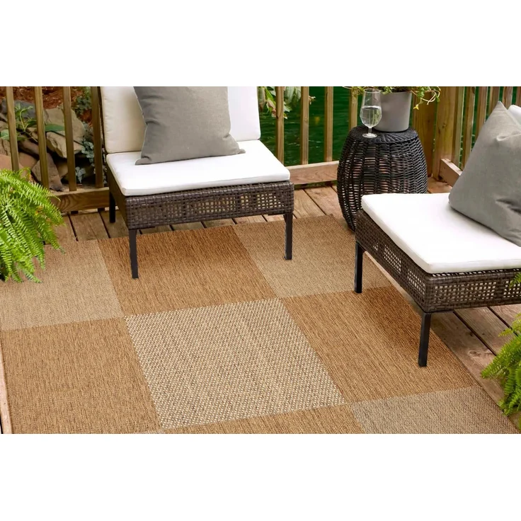 andiamo In- und Outdoor Teppich Arizona - Pflegeleichter Balkon Teppich Outdoorteppich, Küchenteppich - Größe: 60x110 cm, Farbe: Braun