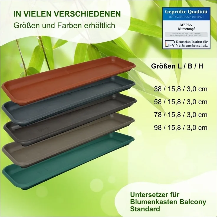 Heimwerkercenter Balkonkasten MePla Untersetzer Balcony Standard L 38cm, B 15,8cm, Taupe, Kunstoff – Bild 2