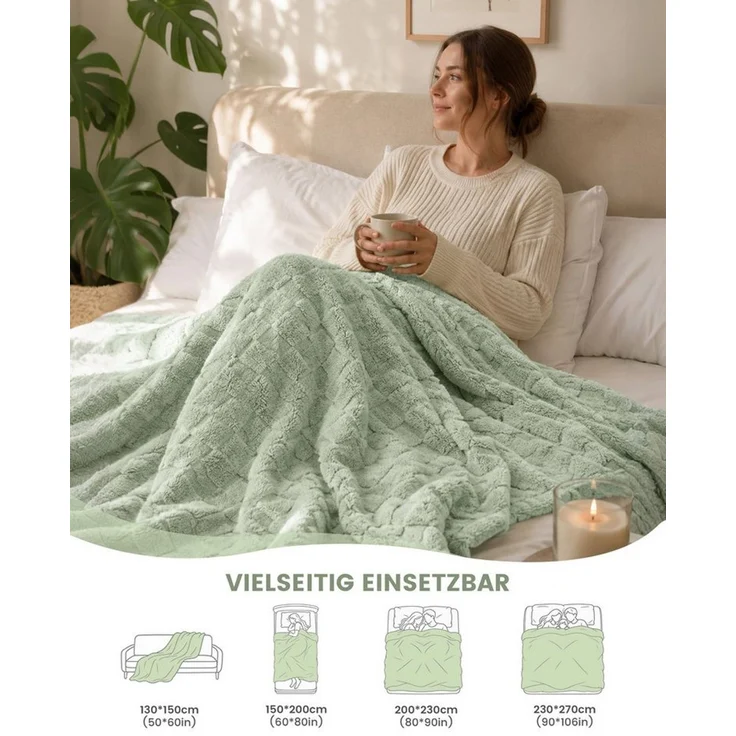 Good Nite Tagesdecke Gemütliche Fleecedecke - flauschig & kariert für alle Jahreszeiten, Flauschig, Weich, Bequem, Leicht – Bild 4