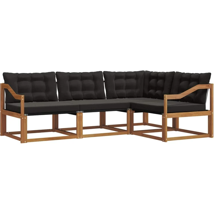 vidaXL Outdoor-Sofagarnitur 4 stk. 4-Sitzer Natur und Schwarz 3369419 – Bild 2