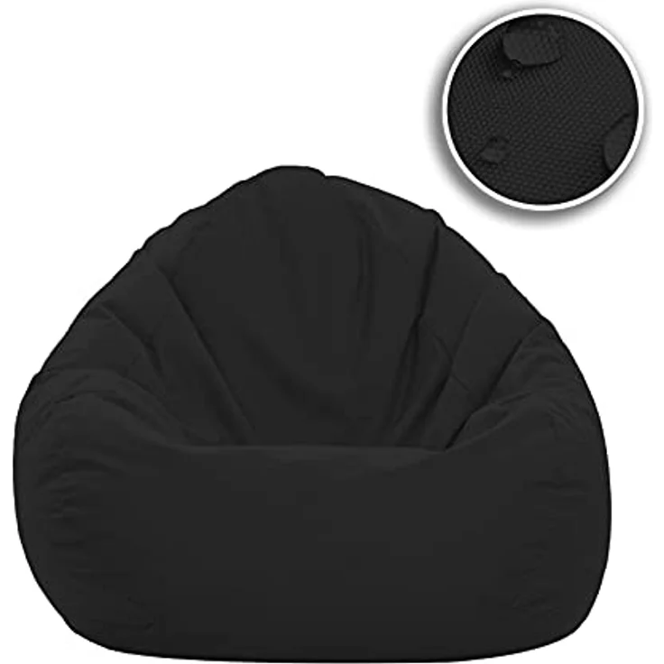 HomeIdeal - Sitzsack XXL Bodenkissen für Erwachsene & Kinder - Geeignet für Gaming oder Entspannen - Indoor wie Outdoor da er Wasserfest ist - mit EPS Perlen, Farbe:Schwarz, Größe:XL – Bild 3