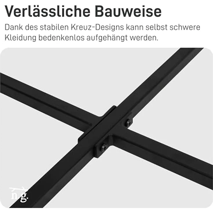 Natural Goods Berlin Kleiderständer KREUZ, Kleiderstange aus stabilem Metall, Freistehende Garderobenstange – Bild 7