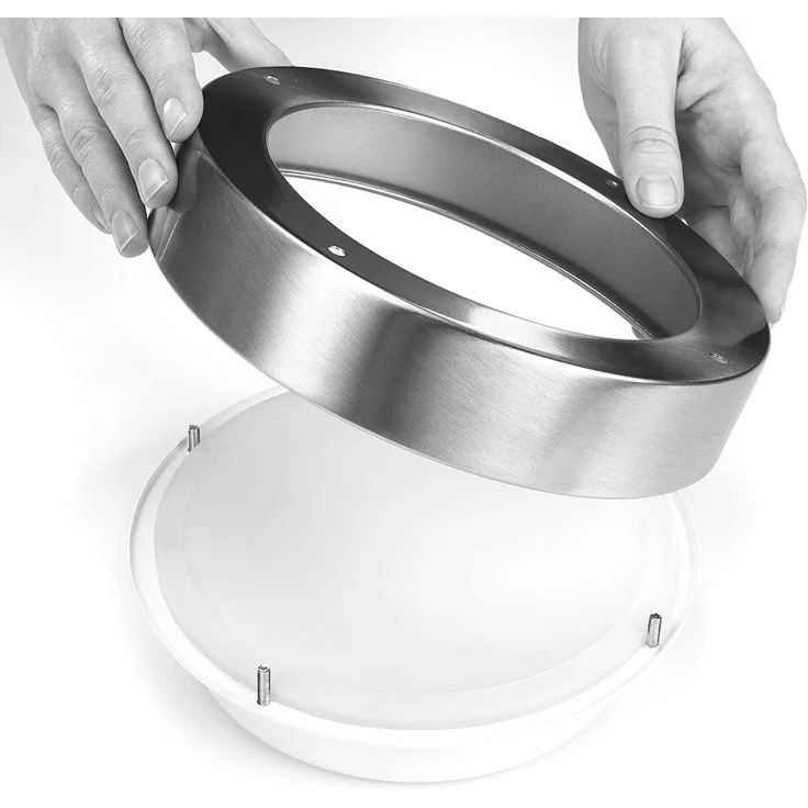 Moderne 12 Watt LED Deckenleuchte fürs Bad aus gebürstetem Stahl & Glas, IP44 – Bild 9