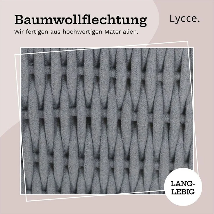 Lycce Wäschekorb Wäschekorb COTTON mit Deckel Nischenwäschekorb schmal grau, versch. Größen, viel Stauraum für wenig Platz – Bild 3