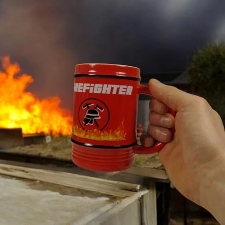 witzige Feuerlöscher - Tasse mit Löffel Feuerwehr Becher 450 ml – Bild 4