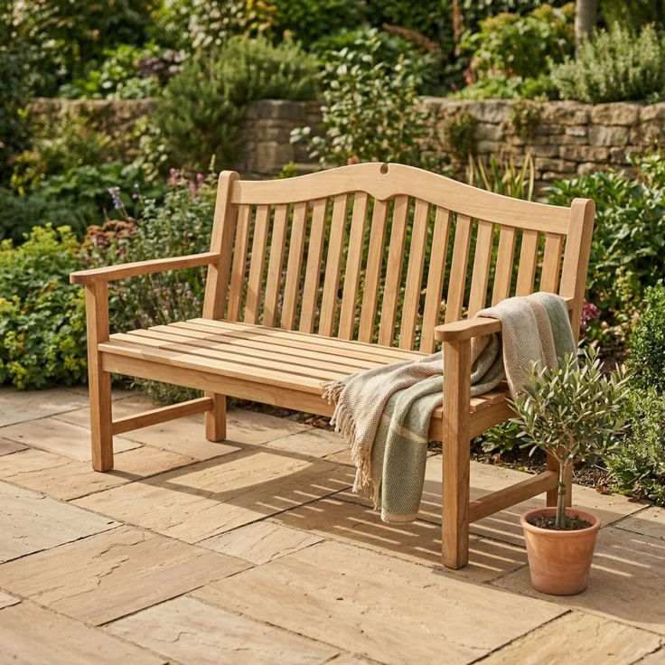Teakholz Gartenbank WAHYU 3 Sitzer 150cm – Bild 3