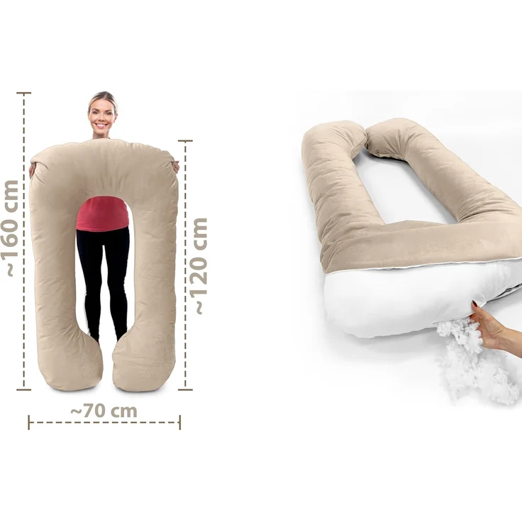 Amilian Seitenschläferkissen - Stillkissen XXL - Schwangerschaftskissen - Pregnancy Pillow, - Lagerungskissen - Seitenschläfer Kissen, mit Füllung und abnehmbarem Bezug - Komfortkissen Erwachsene, Seitenschläferkissen Schwangerschaft - Stillkissen - Sc... – Bild 4