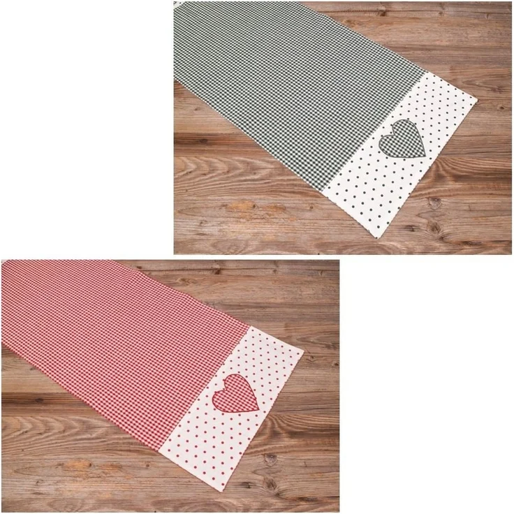 matches21 HOME & HOBBY Tischdecke Tischläufer LISE Herz Landhausstil rot, 100 % Baumwolle, in 40x100 cm (1-tlg), Pflegeleicht waschbar bis 30° Grad – Bild 3