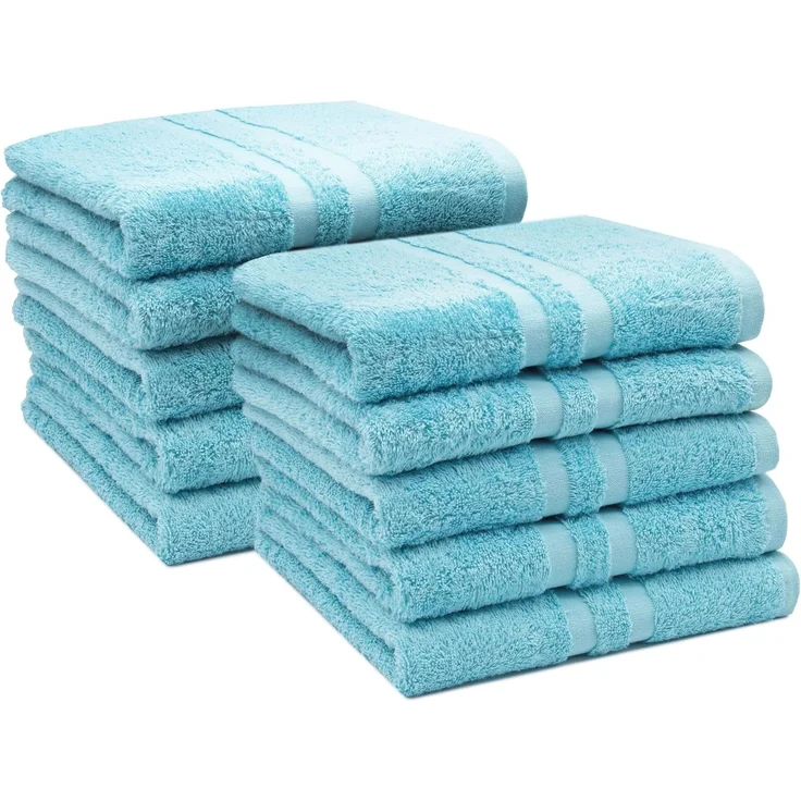 ZOLLNER 10er Set Handtücher, 100% Baumwolle, blau – Bild 1