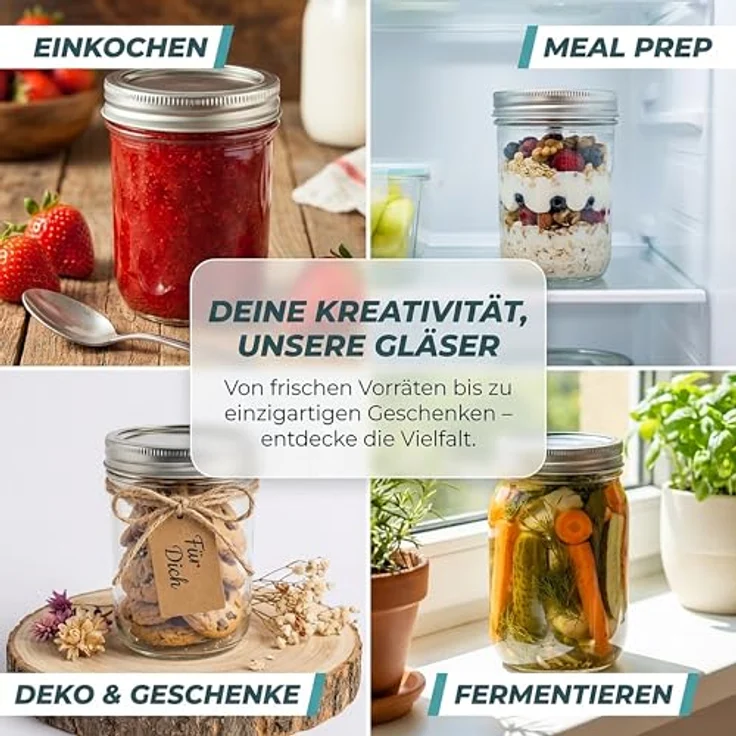 relaxdays Einmachglas Einmachgläser mit Deckel 8er Set, Glas, 250 ml – Bild 7
