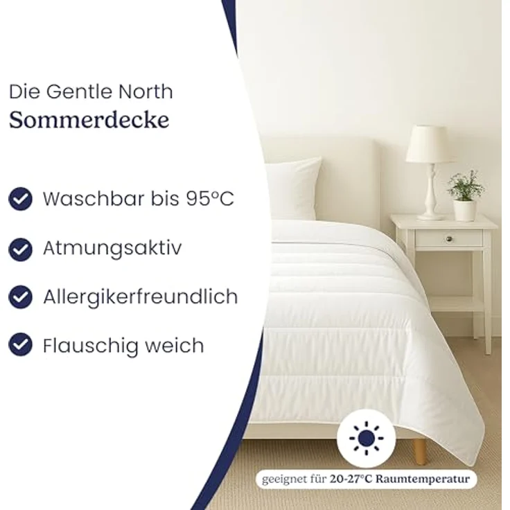 Gentle North Microfaserbettdecke Schlafdecke - Ganzjahresdecke o. Sommerdecke für Allergiker geeignet, Füllung: Kunstfasern, für Allergiker geeignet - Besonders Flauschig & waschbar bei 95° – Bild 2