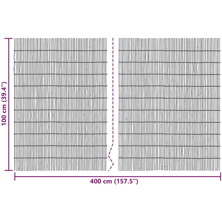 vidaXL Gartenzaun 400 x 100 cm Schilf Kohlenstoff 42031259 – Bild 7