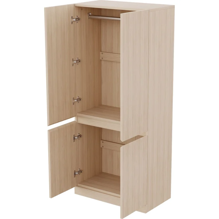 CHICFURN Kleiderschrank 70x170x40 cm aus Holz mit Doppeltüren – Stauraum auf zwei Ebenen Naturholz – Bild 5