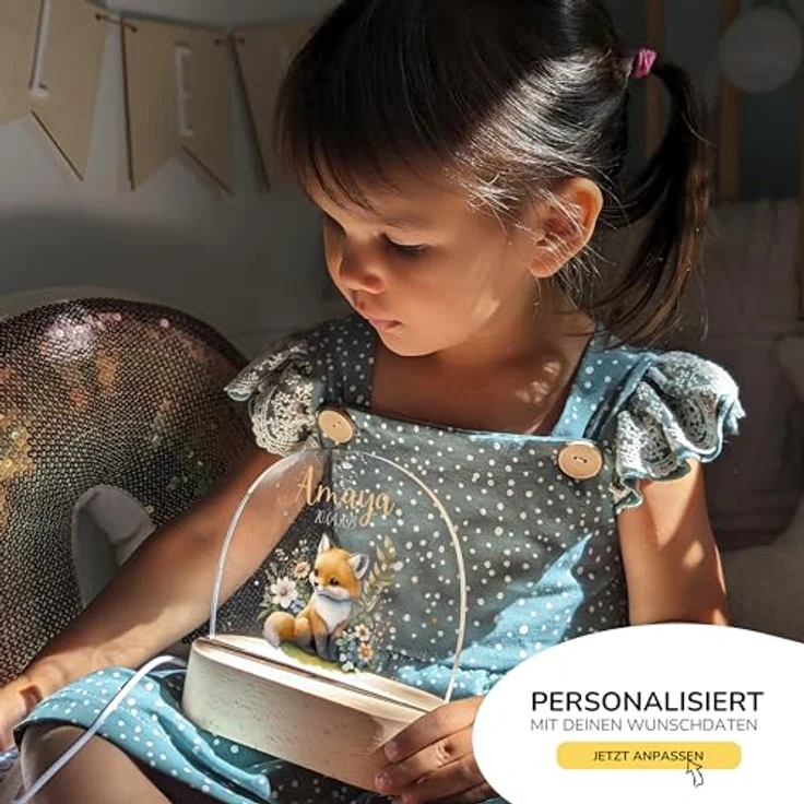 Kidsmood Nachtlampe mit Wunschnamen, Individuelle Nachttischlampe Kinder, Niedliches Nachtlicht für Babys, Personalisierte Geschenke für Babys, Geschenk zur Geburt – Bild 4