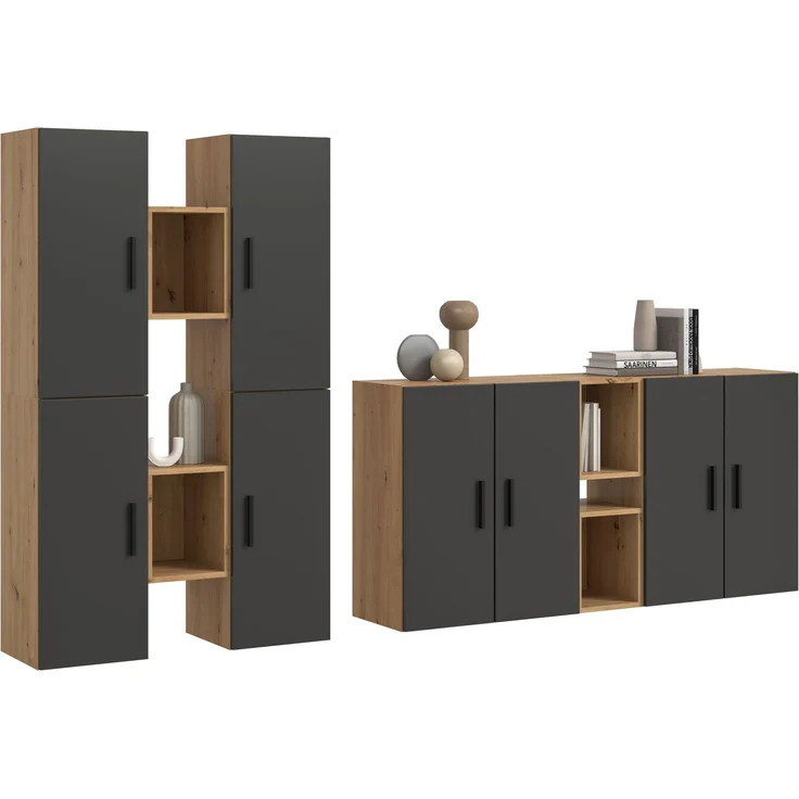 The One Wohnkombination in Basalt grau Nachbildung – Bild 1