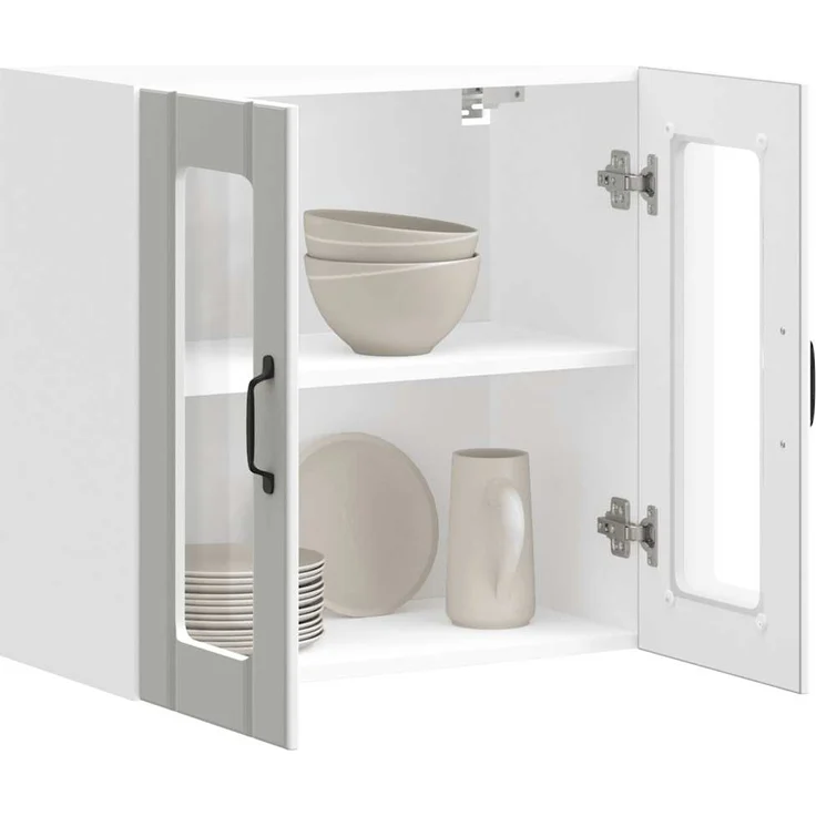 vidaXL Küchen-Hängeschrank mit Glastür Lucca Weiß Holzwerkstoff 853907 – Bild 4