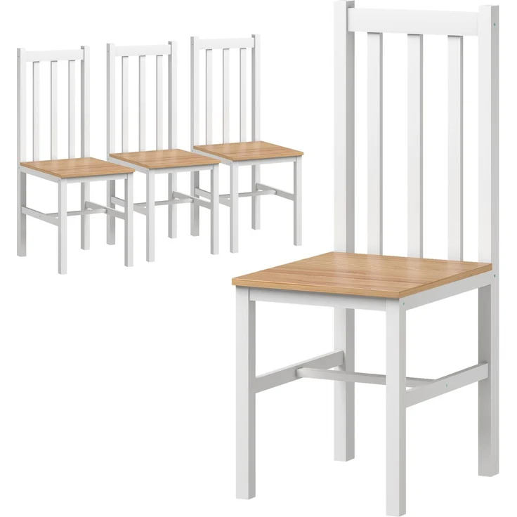MELAYR, 4er-Set Küchenstühle Esszimmerstühle Stühle, Massivholz, modernes Design, 38 5 cm x 47.5 cm x 99 cm, Naturholz – Bild 2