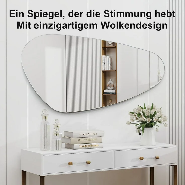 Youyijia Kosmetikspiegel Asymmetrischer Spiegel Dekorativ – Rahmenloser HD Glas Spiegel – Bild 4