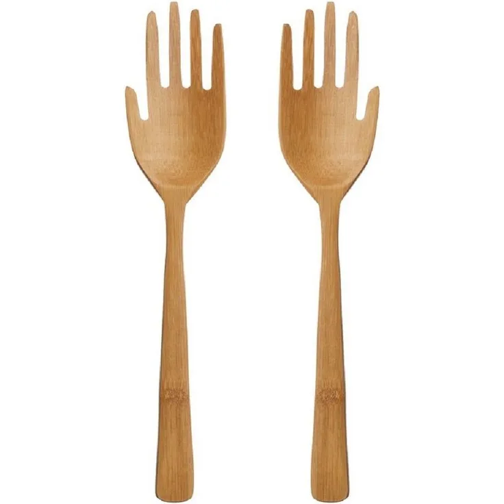 Sass & Belle Salatbesteck Hände (Bambus, 2-tlg, Länge ca. 30 cm), Holz Servierbesteck