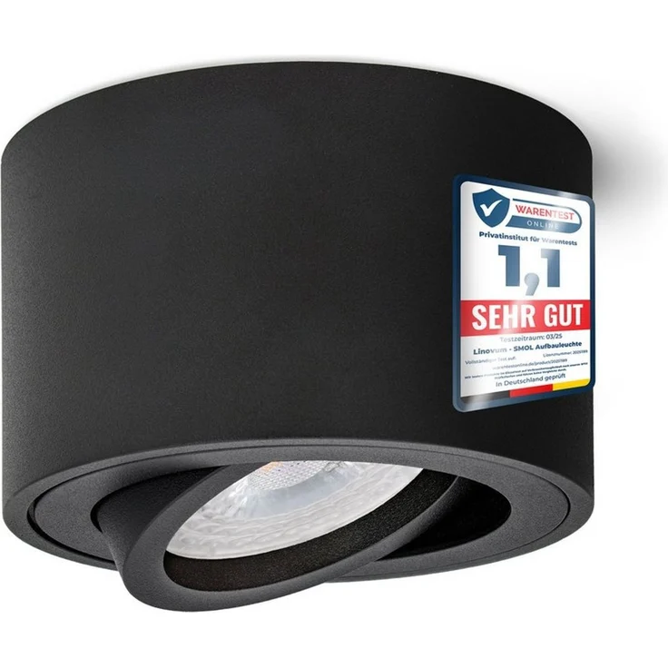 linovum LED Aufbaustrahler Deckenspot SMOL schwenkbar Schwarz mit LED 4W neutralweiß Aufbauspot, Neutralweiß – Bild 1